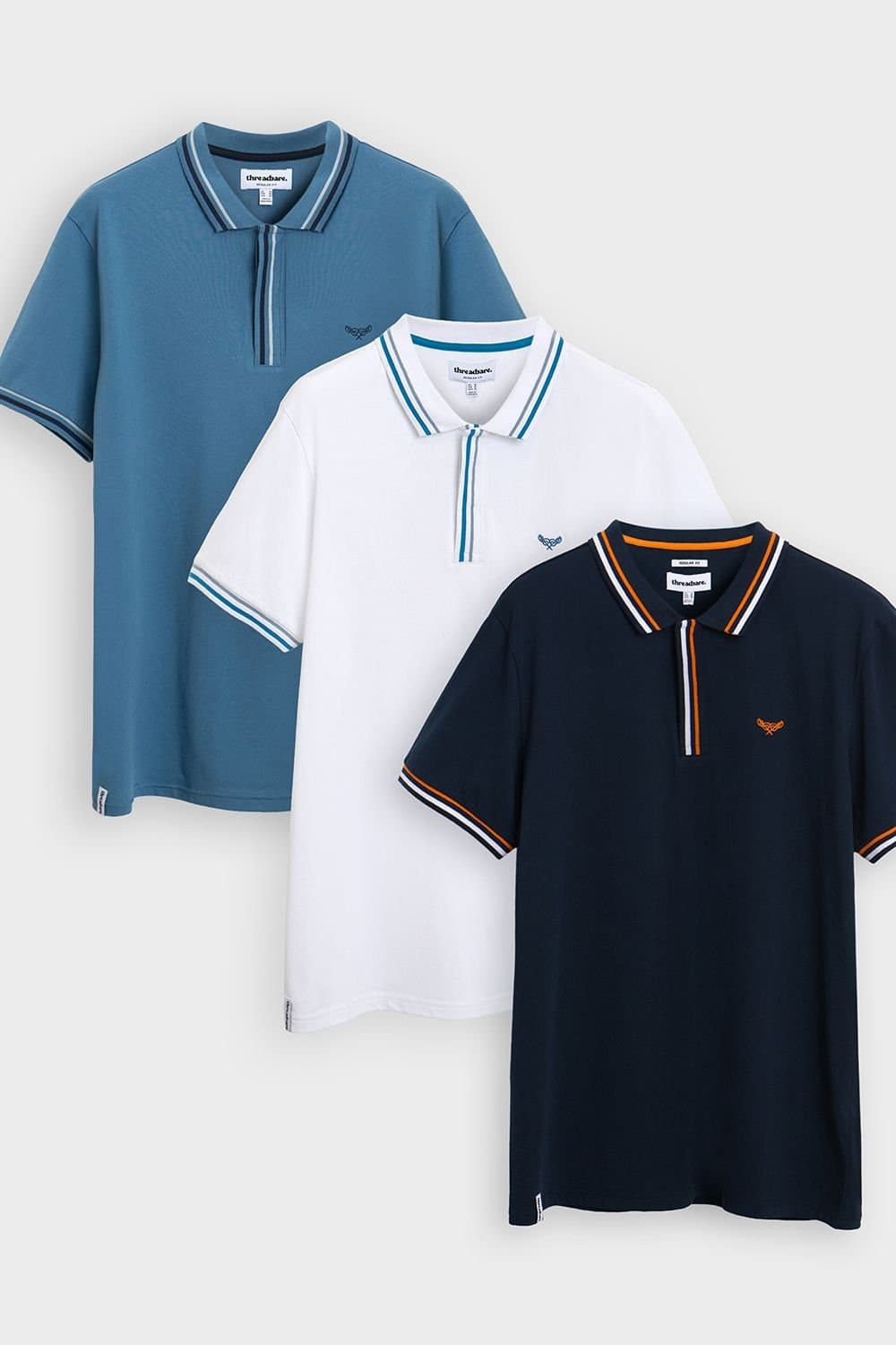 Threadbare Threadbare Men's 3-Pack Contrast Tipping Polo Shirts