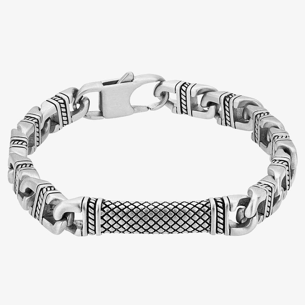Bourne and Wilde Bourne and Wilde Men's Textured Curb Link Bracelet UR27-01 in Silver