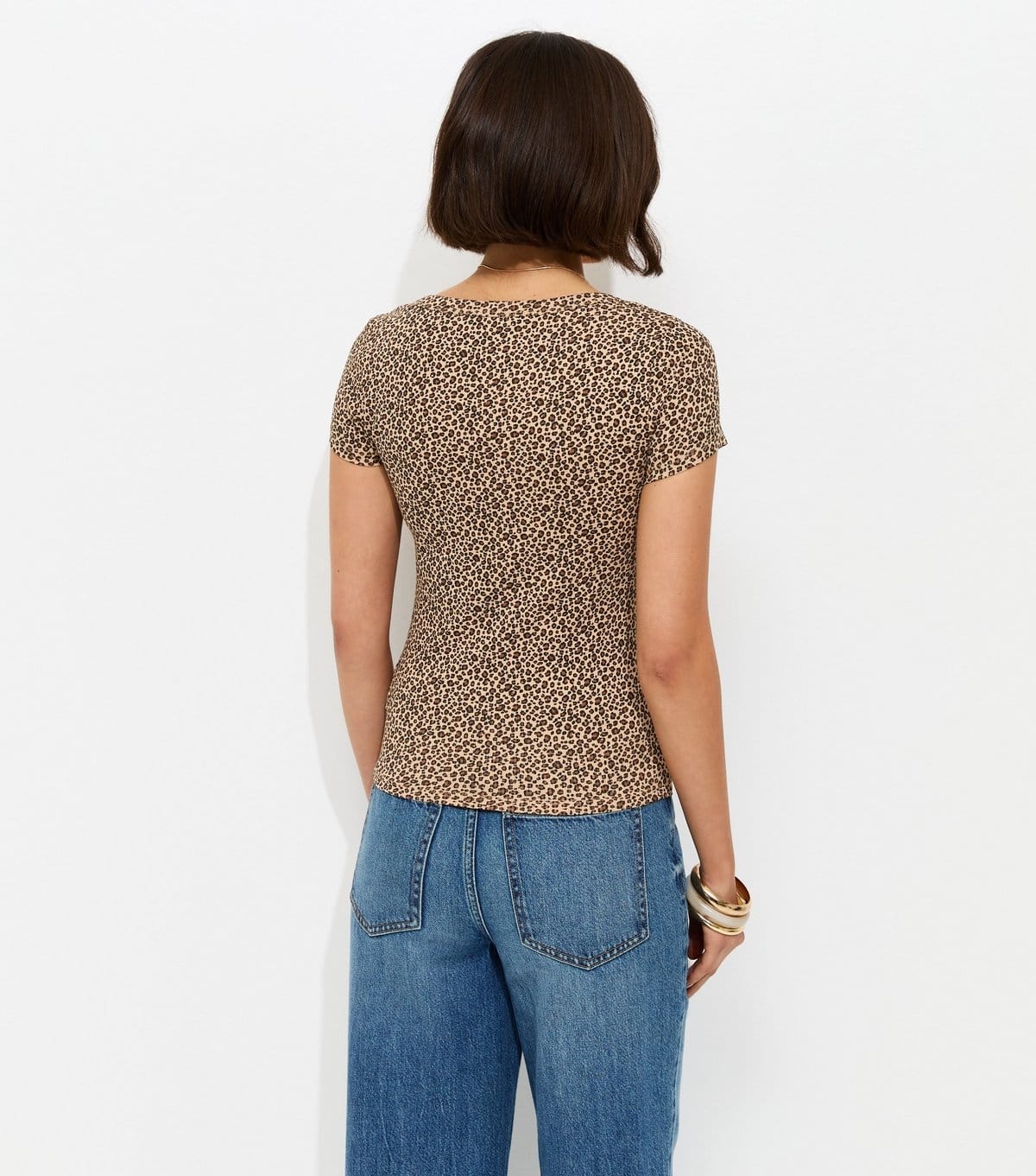 New Look Women's Brown Leopard Print Square Neck T-Shirt New Look - 4