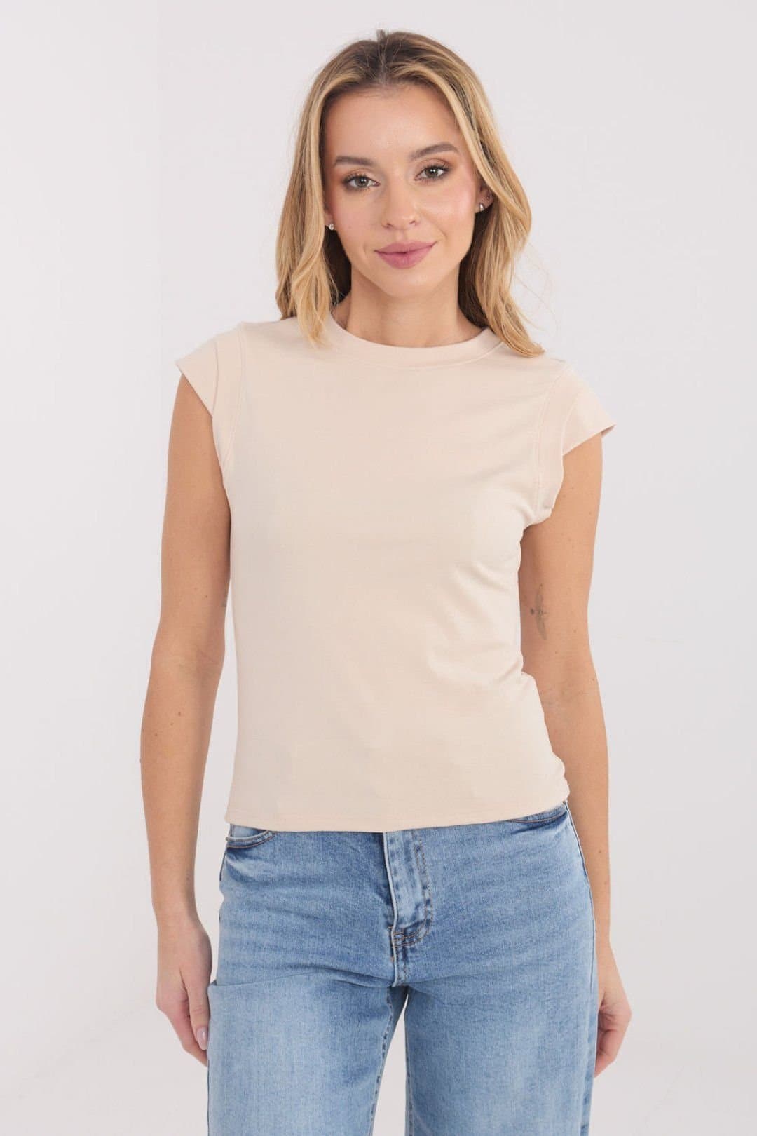 Love Lace Love Lace Women's Everyday Sleeveless Viscose Knit Top in Beige
