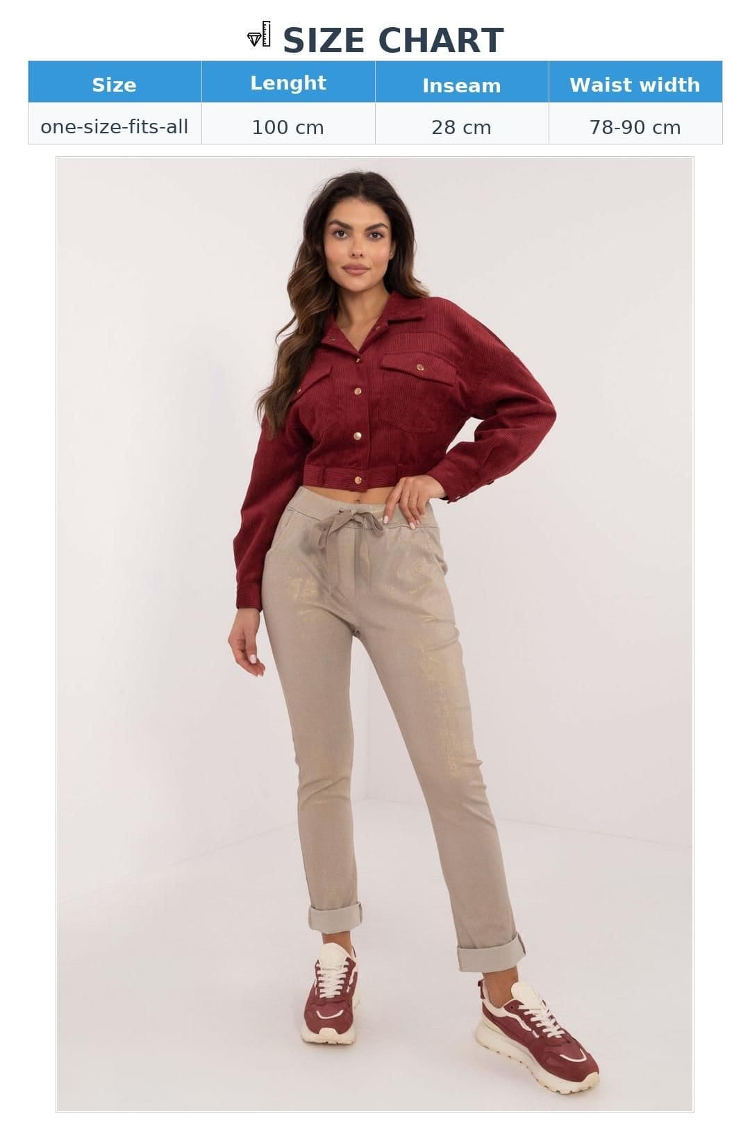 Love Lace Love Lace Women's Glossy Tapered Trouser with Tie in Beige - 4