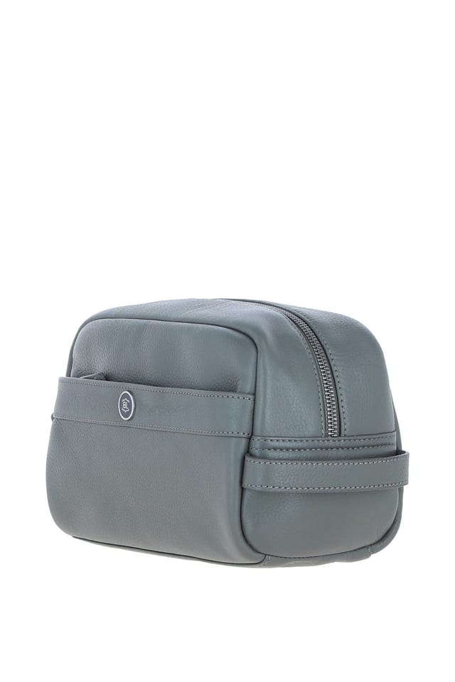 Brampton London Brampton London Men's 'Aqualuxe' Real Leather Wash Bag in Grey - 2