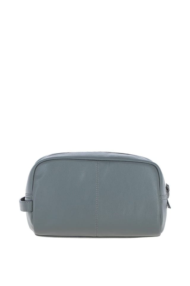 Brampton London Brampton London Men's 'Aqualuxe' Real Leather Wash Bag in Grey - 3