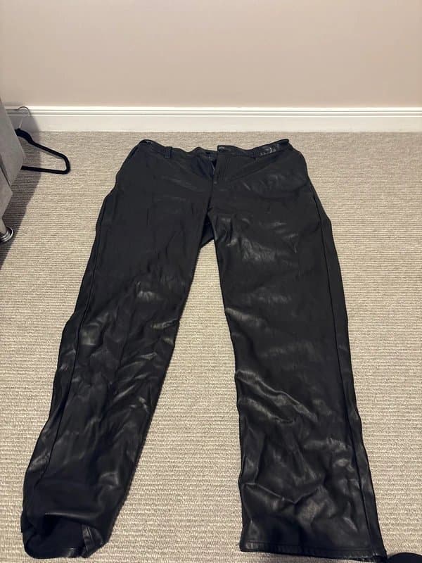 ASOS Design Black leather wide leg trouser