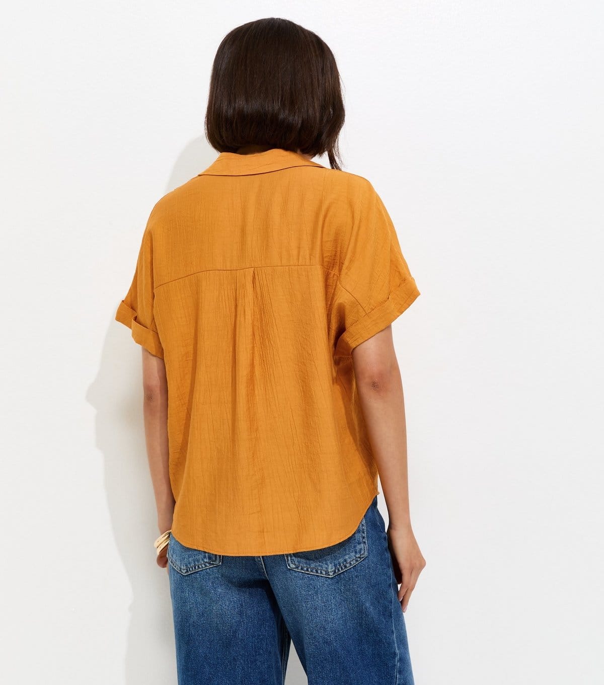 New Look Women's Dark Yellow Crinkled Short Sleeve Shirt New Look - 4