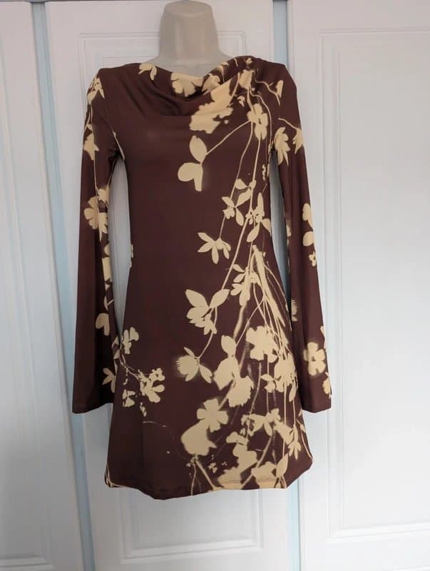 ASOS ASOS Design printed floral slash cowl neck mini dress size 4-6