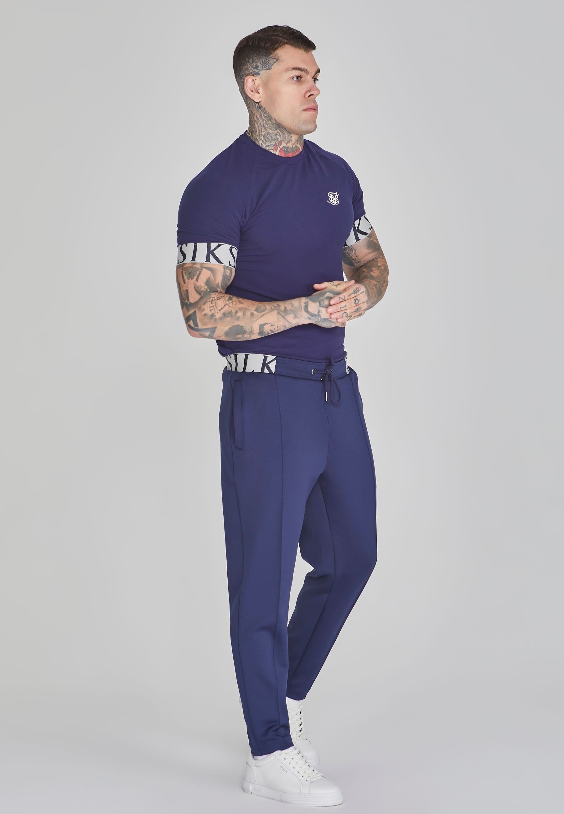 SikSilk SikSilk Men's Tapered Fit Joggers in Navy - 4