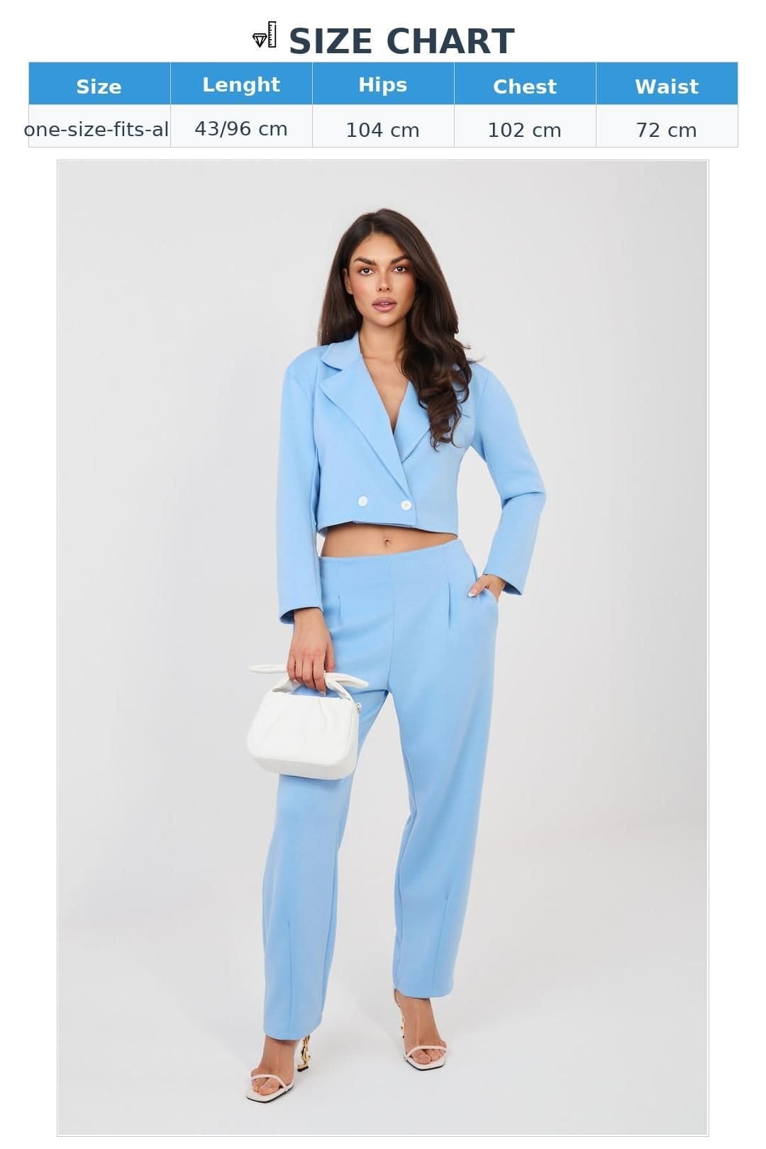 Love Lace Love Lace Women's Elegant Short Jacket & Tapered Trouser Set in Blue - 4