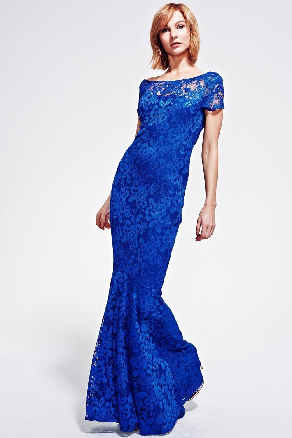 Hot Squash Hot Squash Women's Long Lace Maxi Dress in Royal