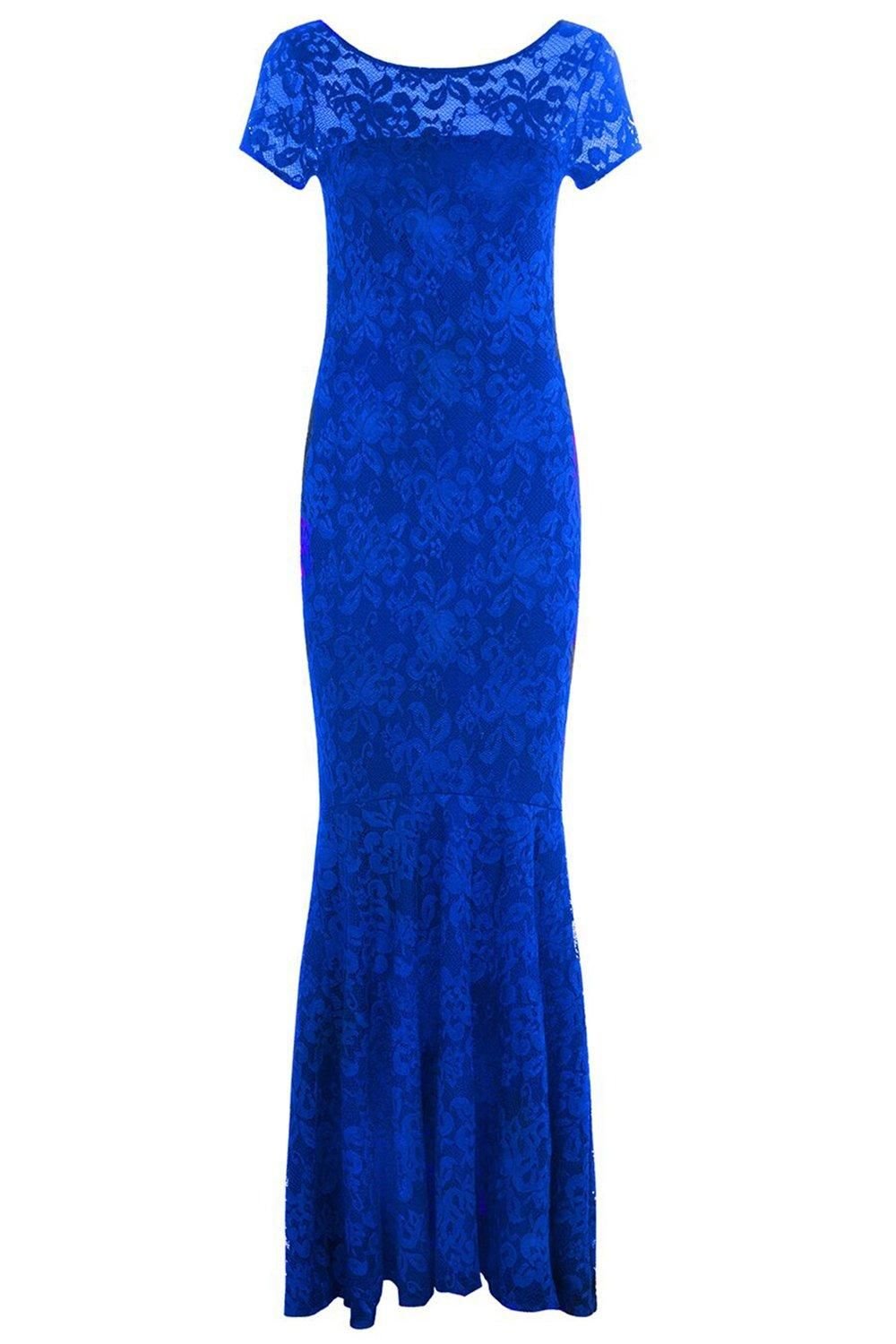 Hot Squash Hot Squash Women's Long Lace Maxi Dress in Royal - 2