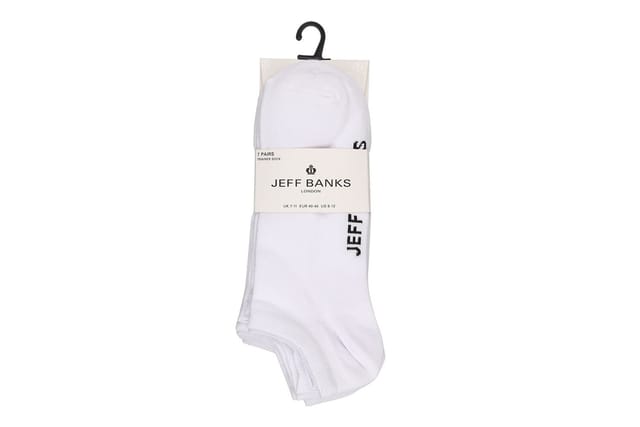 Jeff Banks Jeff Banks Men's Mens 7 Pair Plain Cotton Trainer Socks in White - 3