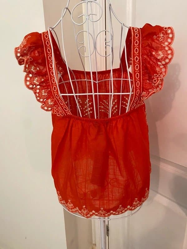 New Look Orange Embroidery Anglaise Style Top
