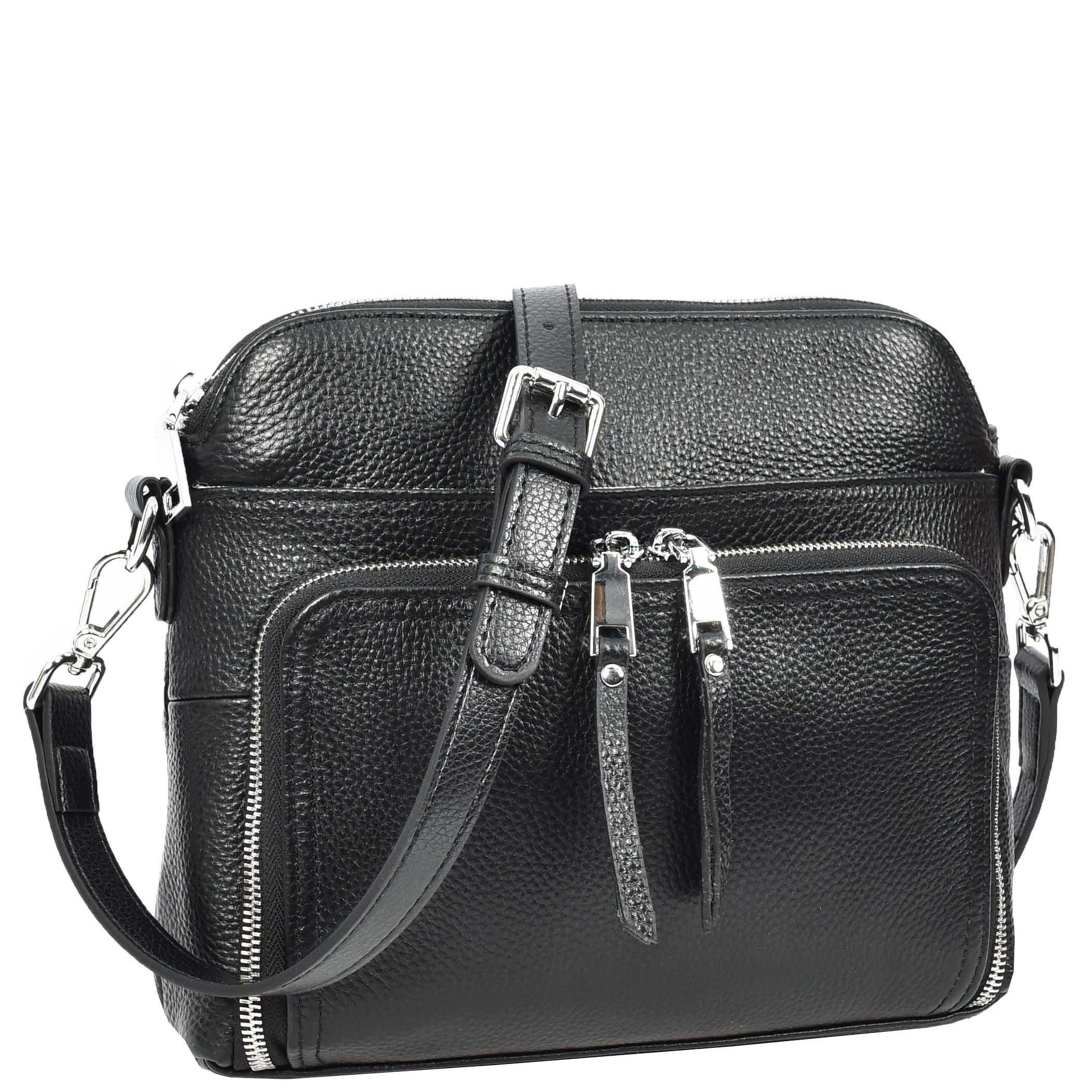 House of Leather House of Leather Women's Womens Real Leather Cross Body Bag Classic Sling Style Skye Navy in Black - 3