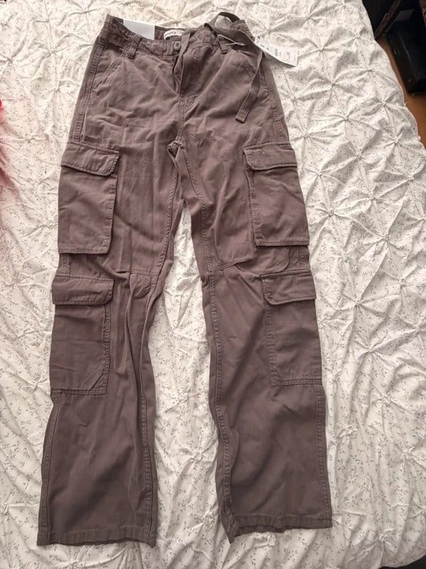 Bershka Grey Wide Leg Cargo Pants