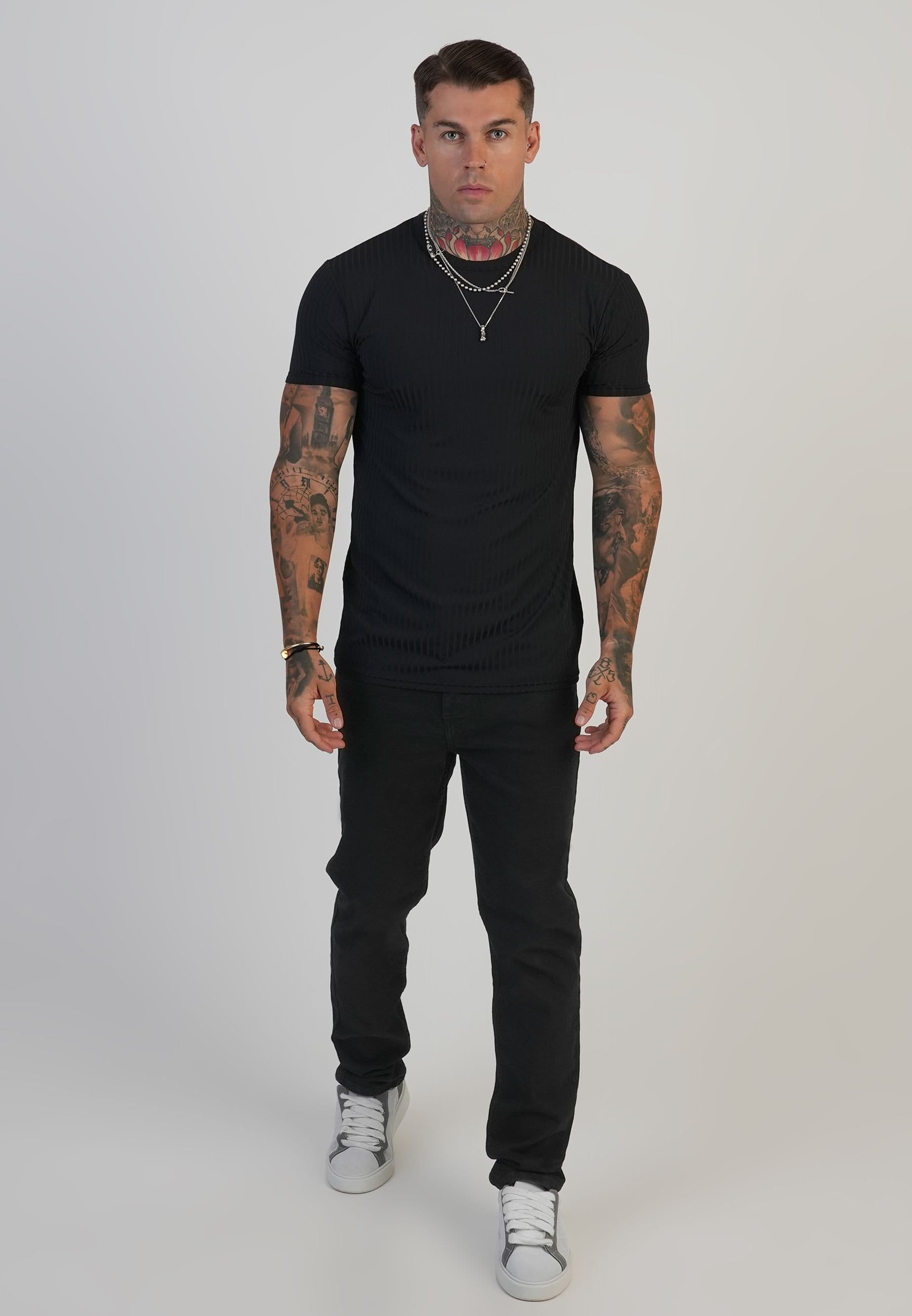 SikSilk SikSilk Men's Slim Fit Jeans in Black - 4