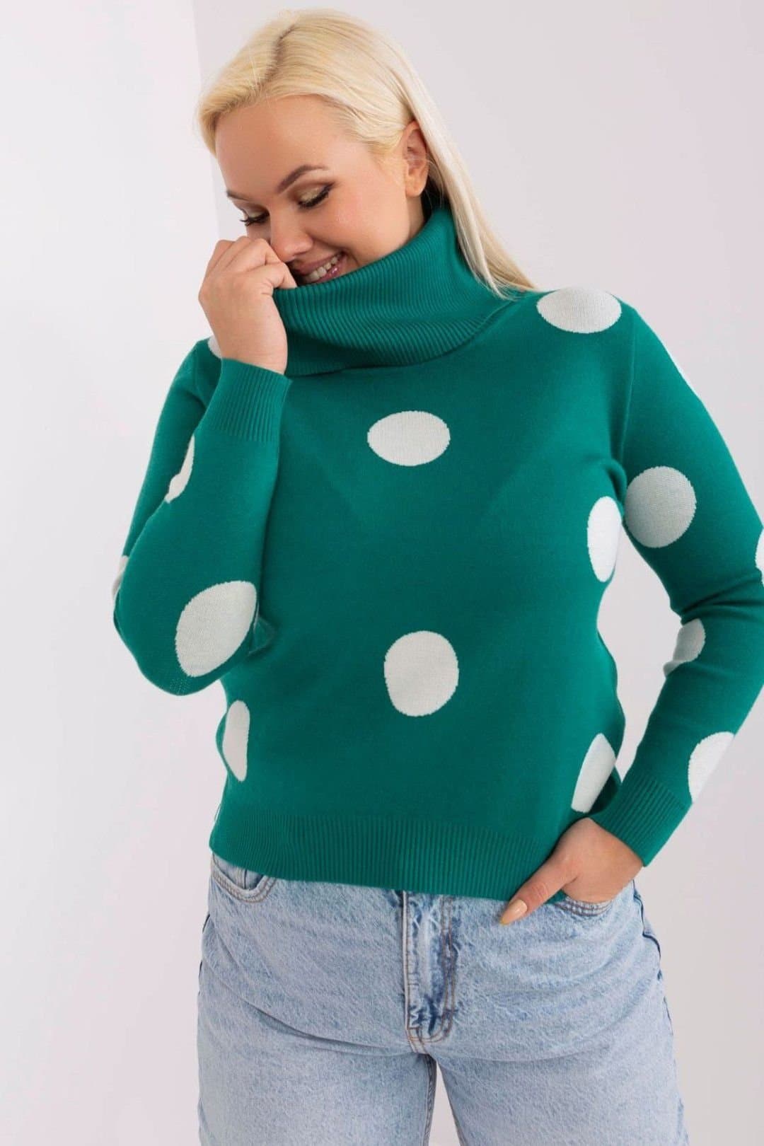 Love Lace Love Lace Green Plus Size Turtleneck Sweater