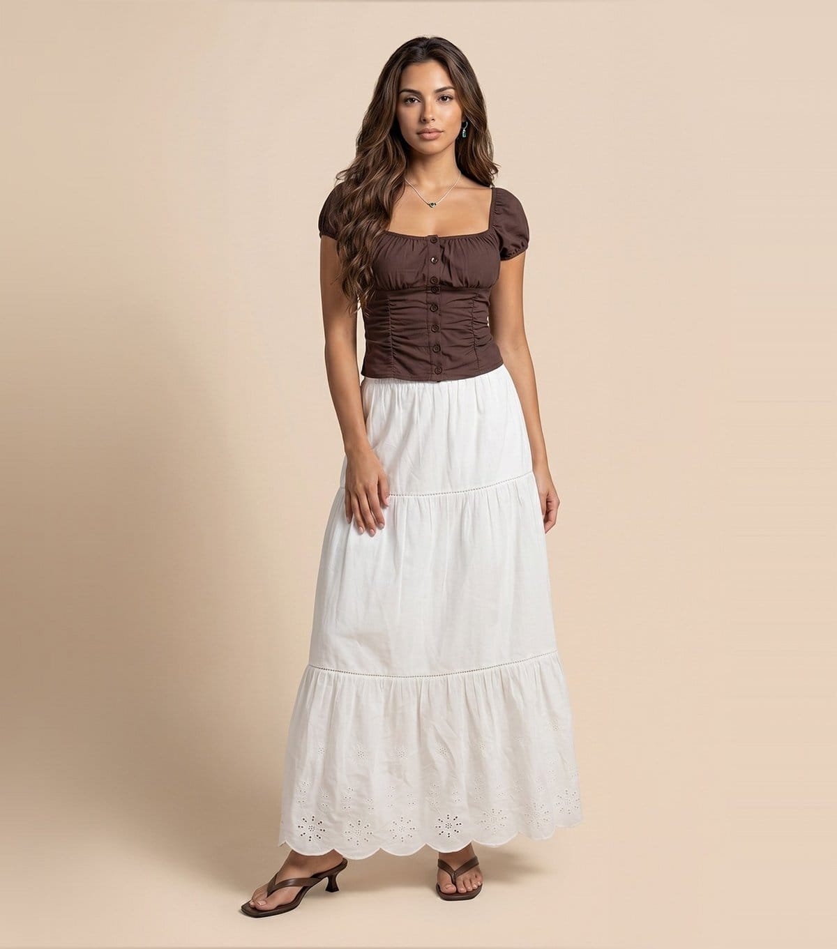 Urban Bliss White Cotton Broderie Trim Maxi Skirt