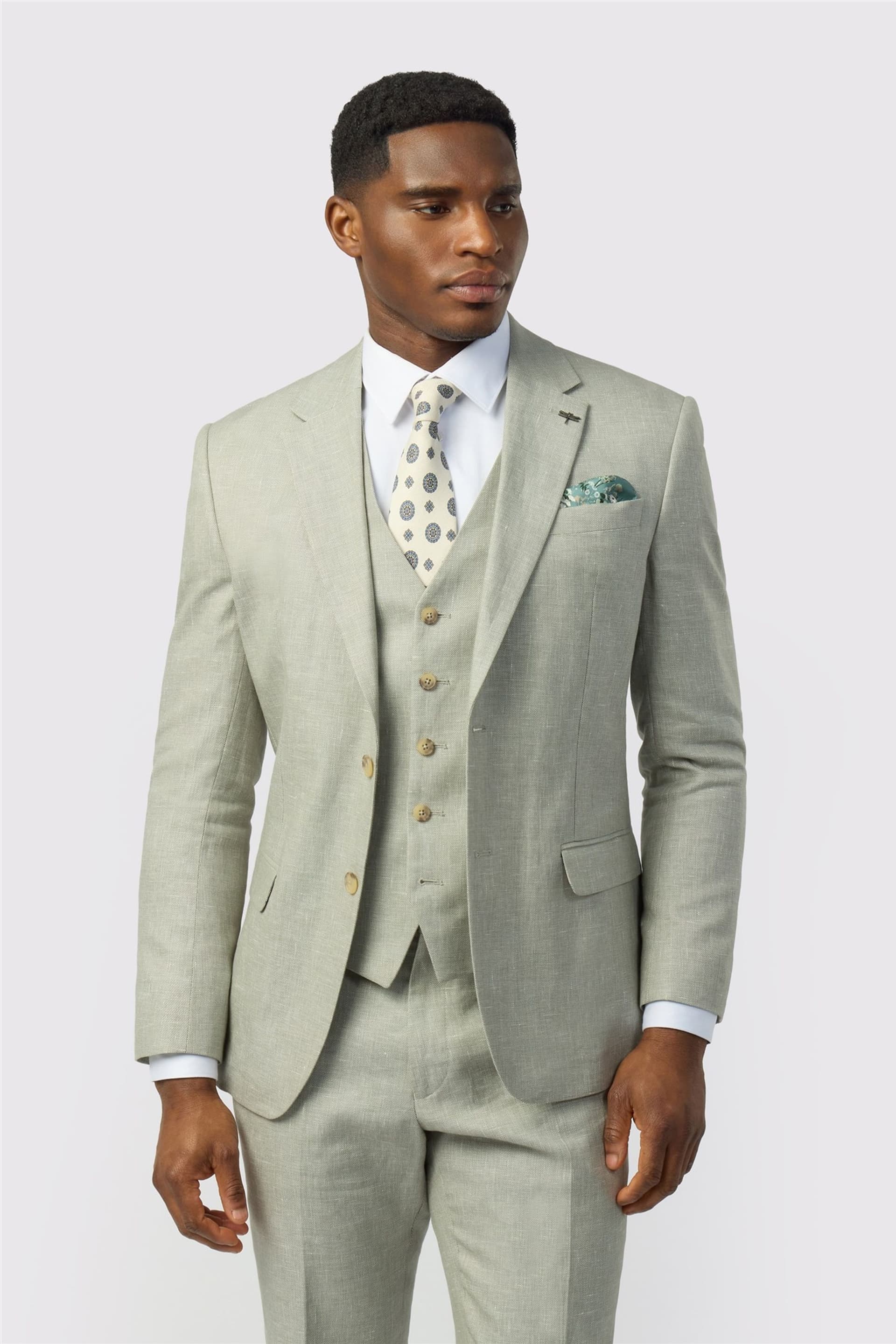 Ted Baker Ted Baker Men's Single Breasted Two Button Tailored Suit Jacket in Pale Green