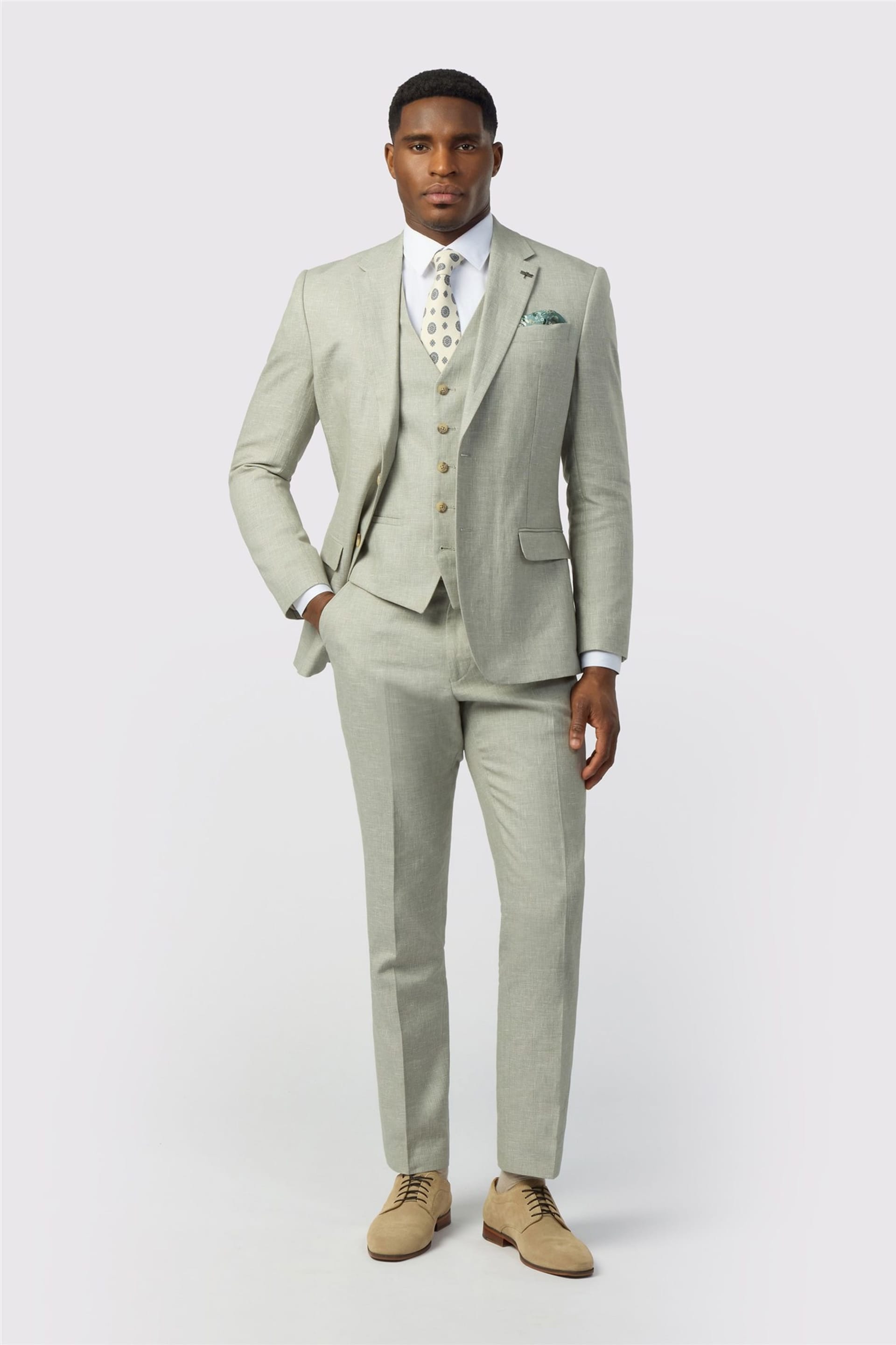 Ted Baker Ted Baker Men's Single Breasted Two Button Tailored Suit Jacket in Pale Green - 4