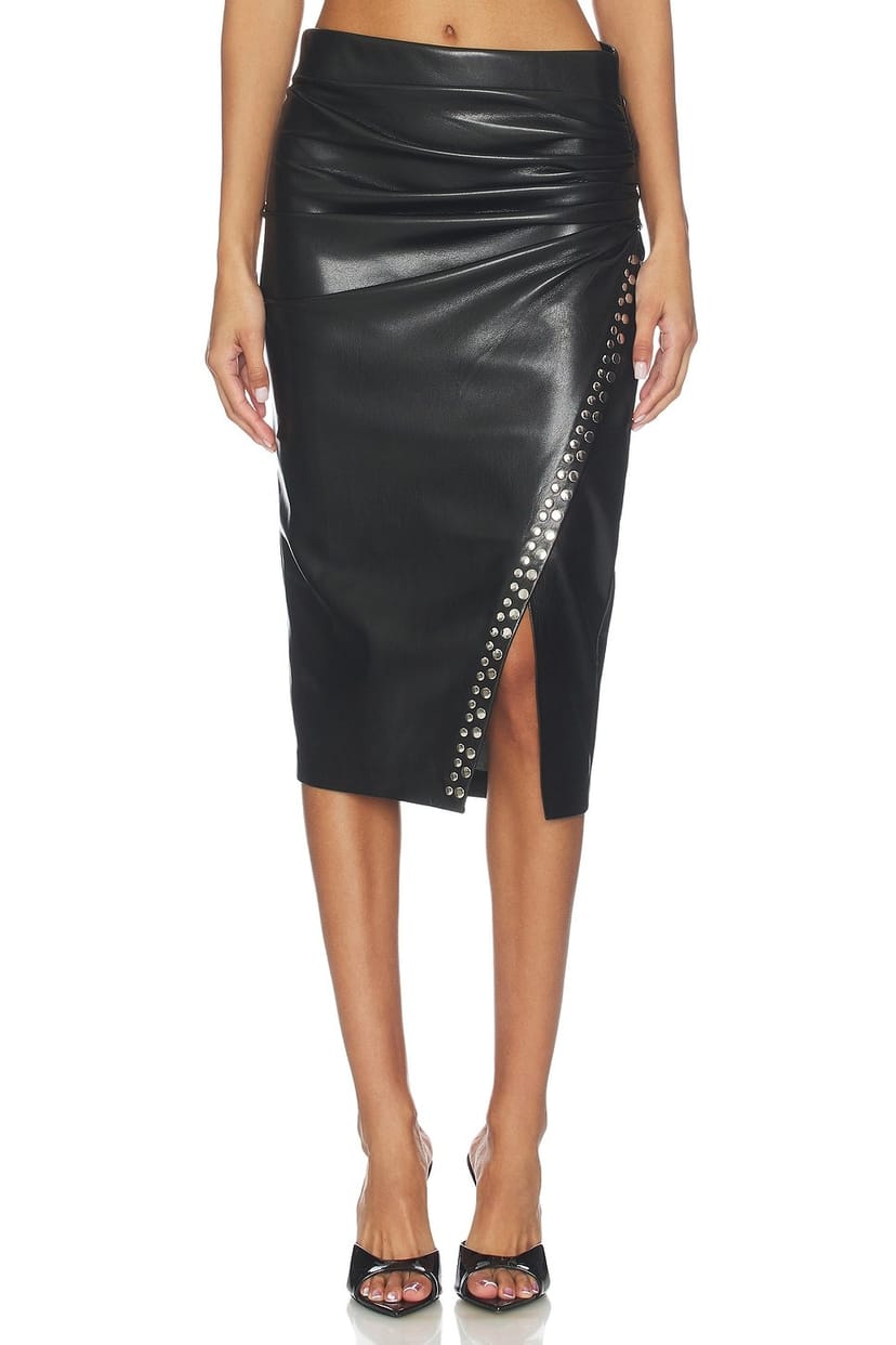 revolve Regina Studded Vegan Leather Skirt - 1