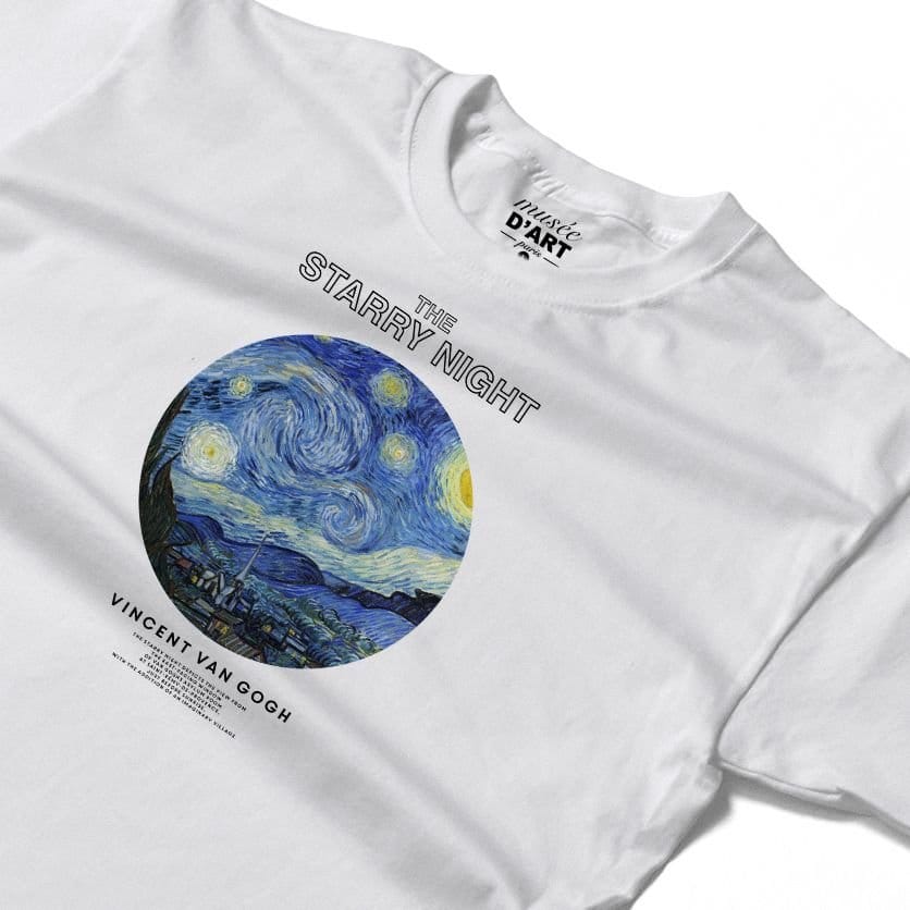 Musee DArt Musee D'Art Men's Vincent Van Gogh - The Starry Night T-Shirt in White - 4
