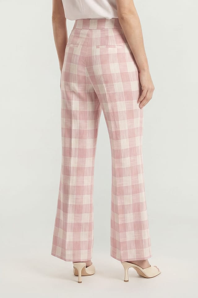 Lily and Lionel Lily and Lionel Women's Zena Flared Check Trouser in Light Pink - 3