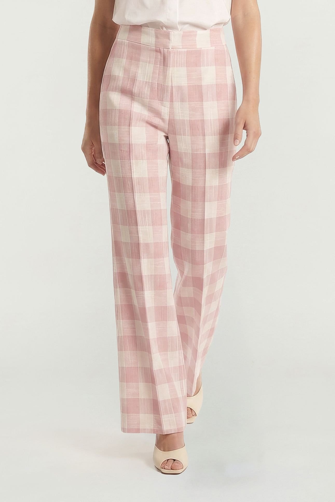 Lily and Lionel Lily and Lionel Women's Zena Flared Check Trouser in Light Pink - 4