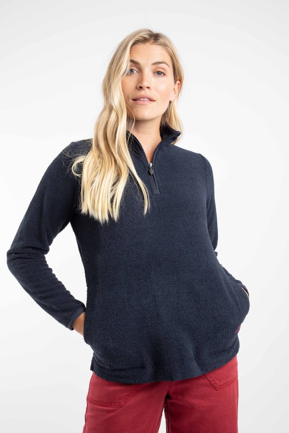 Weird Fish Weird Fish Women's Sarah 1/4 Zip Textured Fleece in Midnight - 2