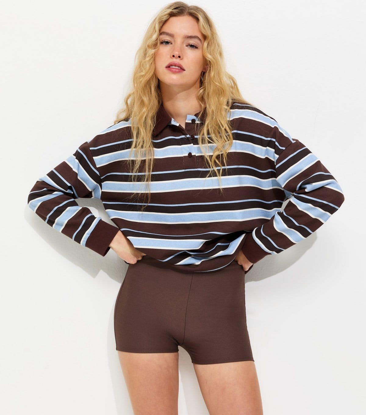 New Look Dark Brown Rib Cycling Shorts
