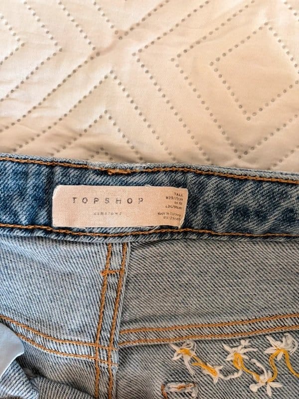 Topshop Light Wash Embroidered Tall Jeans - W28 L36