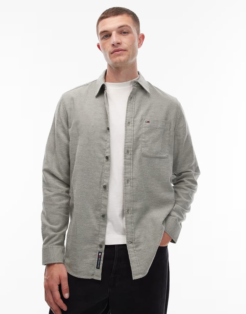 ASOS Tommy Jeans regular flannel shirt in green - 1
