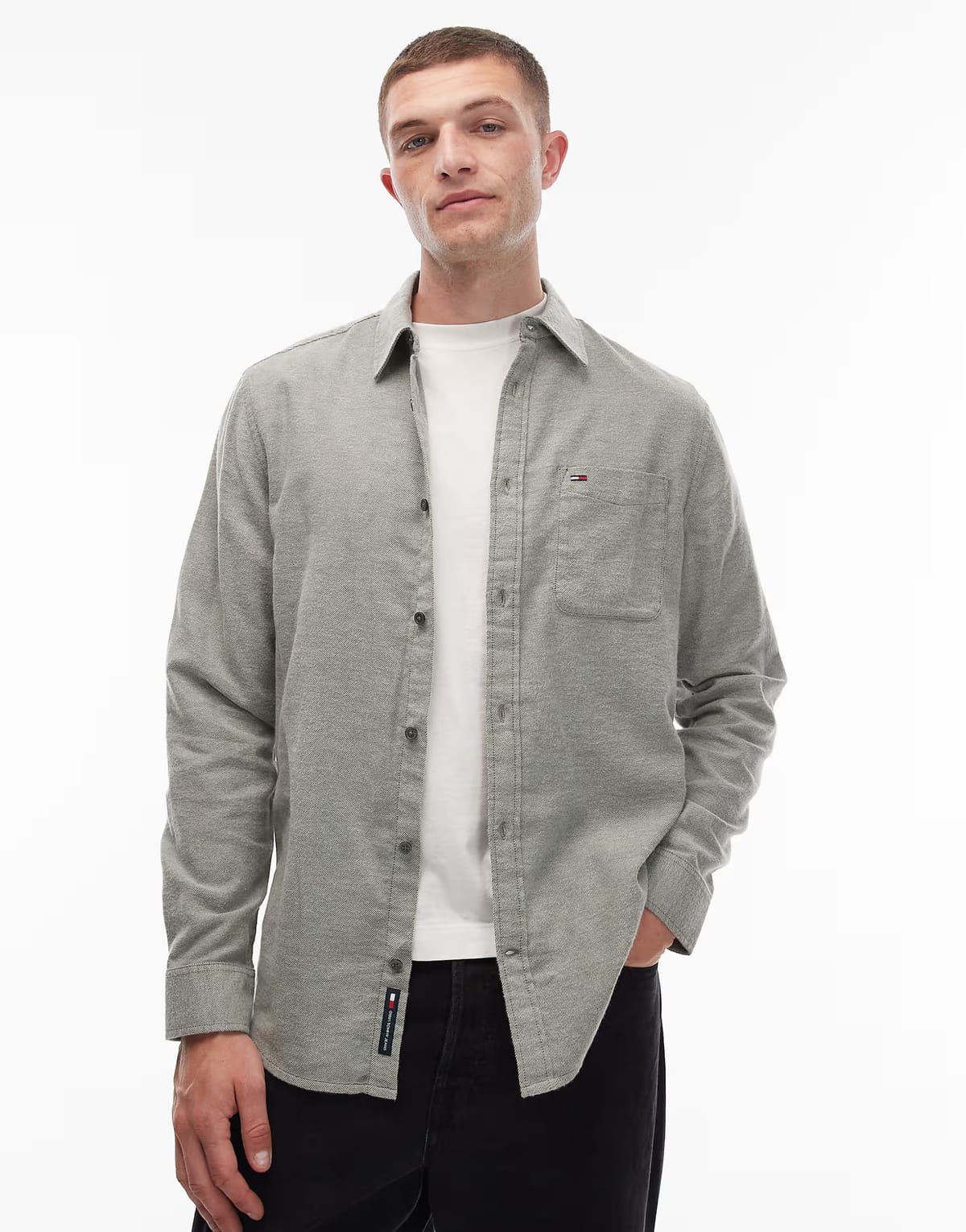 ASOS Tommy Jeans regular flannel shirt in green - 1