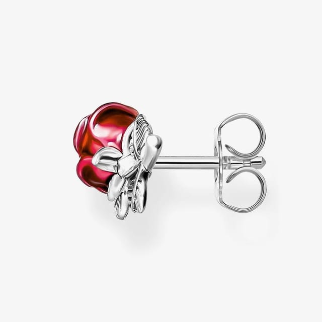 Thomas Sabo THOMAS SABO Women's Silver Red Rose Romance Stud Earrings H2314-664-10 - 2
