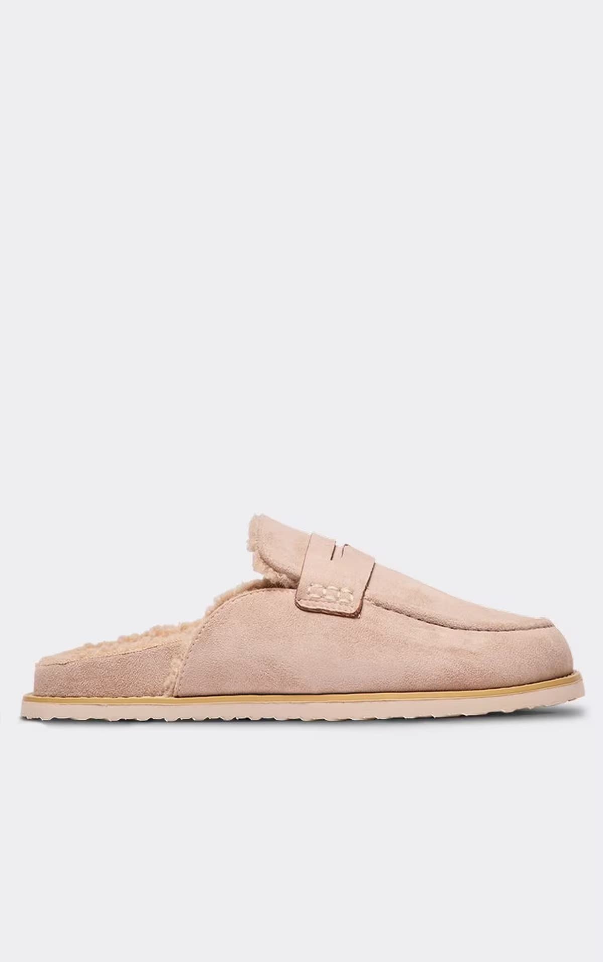 EGO Morrow Faux Fur Lining Closed Toe Mule In Beige Faux Suede, Women's Size UK 3