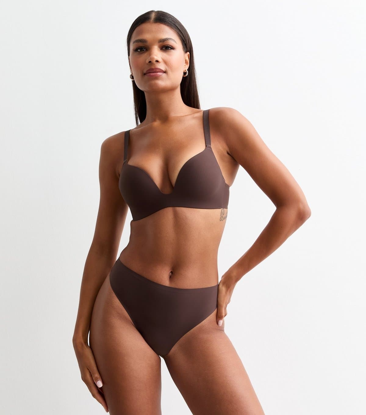 New Look Women's Brown Smooth High Waisted High Leg Thong New Look