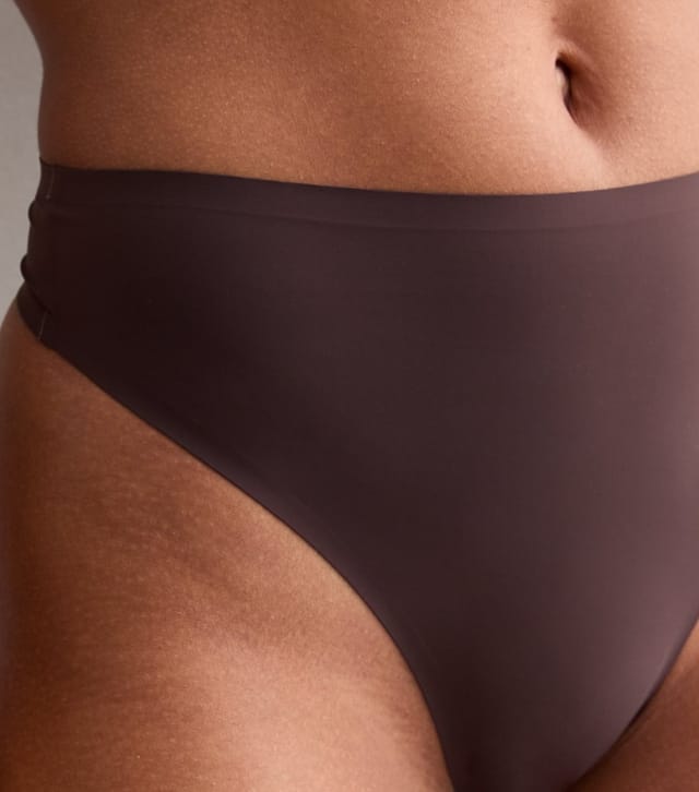 New Look Women's Brown Smooth High Waisted High Leg Thong New Look - 2