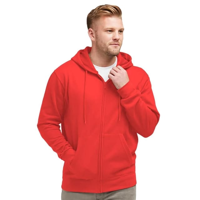 SG SG Men's Plain Full Zip Hooded Sweatshirt in Red - 2