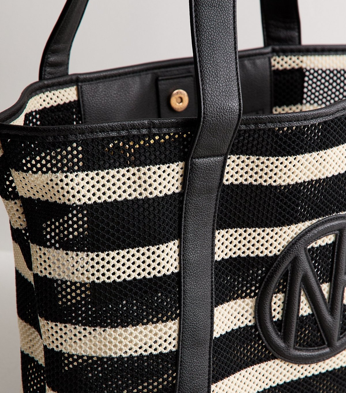 New Look Black Striped Mesh Tote Bag with Pouch New Look - 3