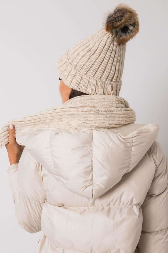 Love Lace Love Lace Women's Winter Hat & Scarf Set Warm Cozy Two Piece Accessory Everyday in Beige - 3