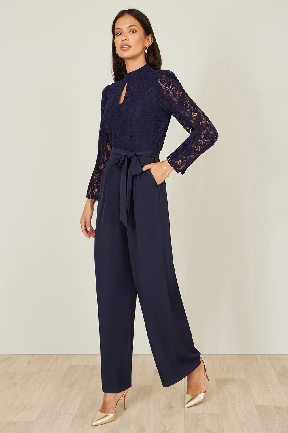 Yumi Yumi Women's Navy Lace Applique Jumpsuit - 3