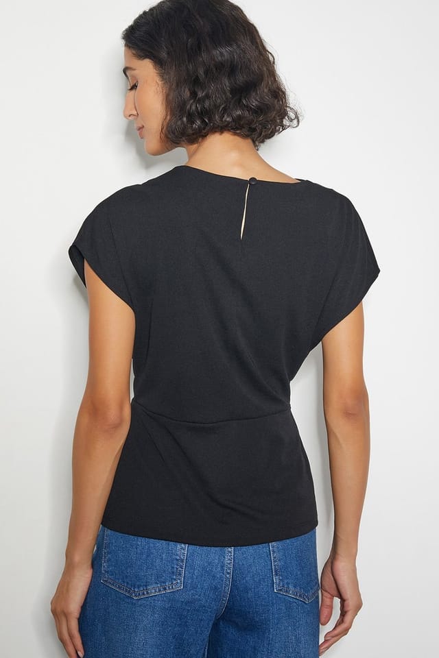 Monsoon Monsoon Women's Tanya Twist Tassel Jersey Top Black - 3