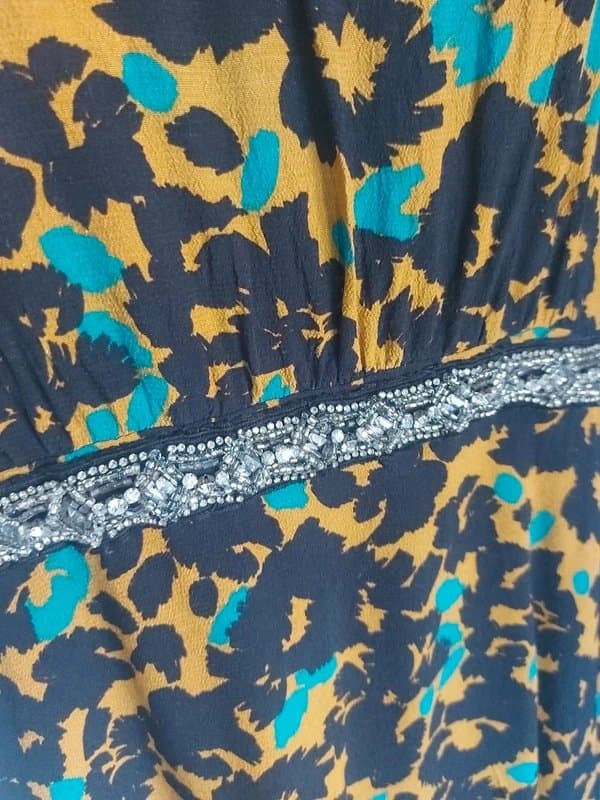 Next Size 20 - Next - Summer Dress - Abstract Animal Print Black Gold Teal