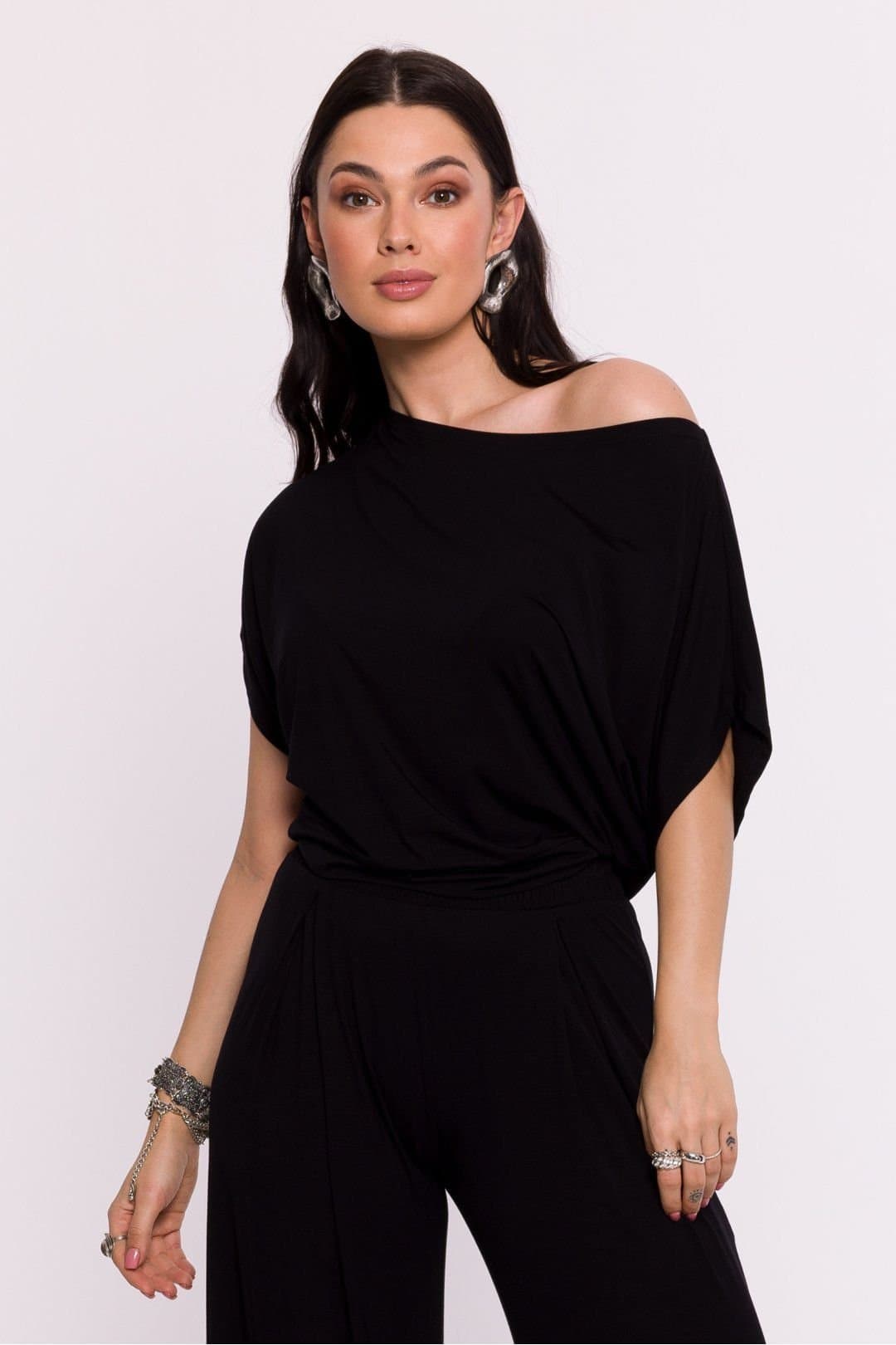 Love Lace Love Lace Black Viscose Knit Off-Shoulder Blouse