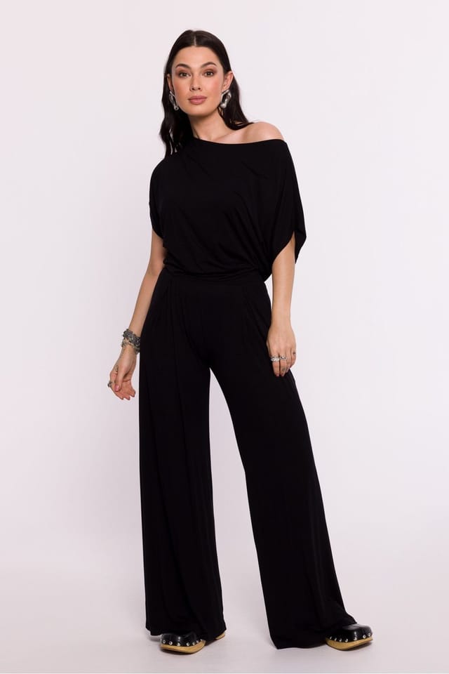 Love Lace Love Lace Women's Viscose Knit Blouse with Pleated Hem Style 193666 in Black - 2