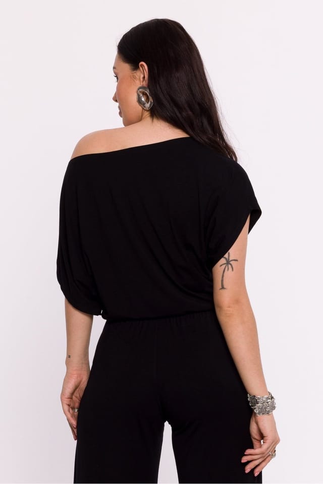 Love Lace Love Lace Women's Viscose Knit Blouse with Pleated Hem Style 193666 in Black - 3