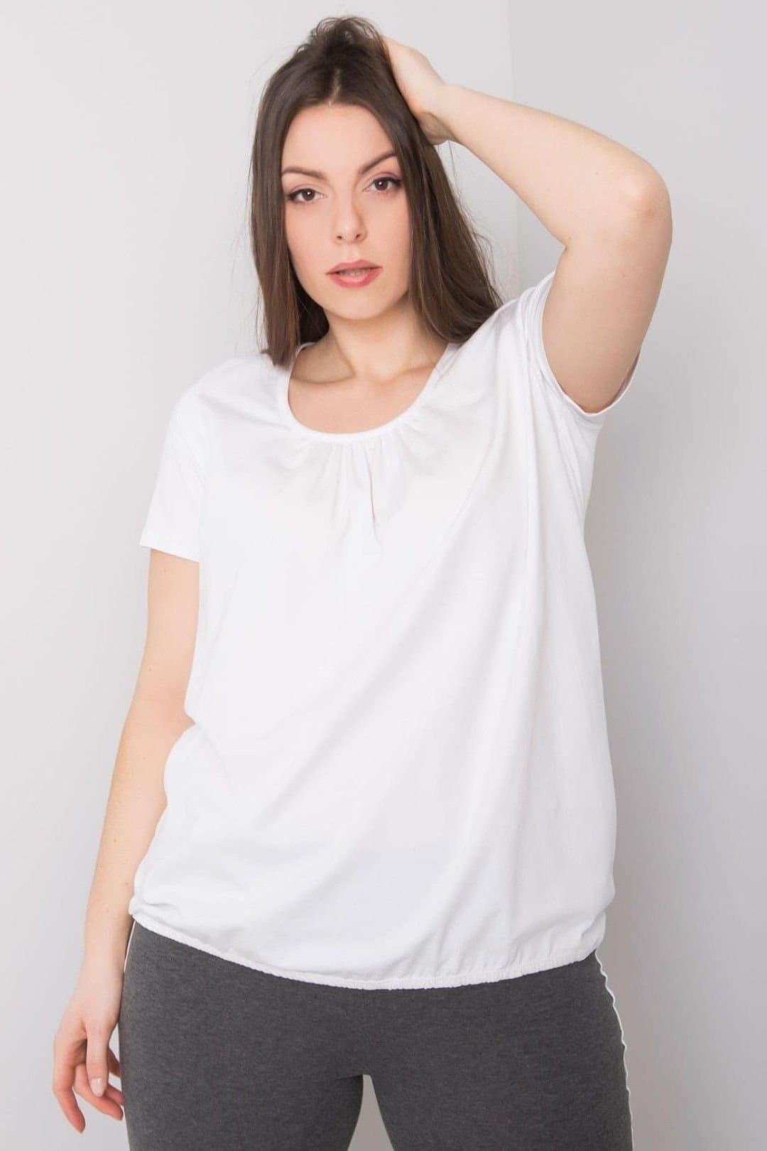 Love Lace Love Lace White Plus Size Short Sleeve Round Neck T-Shirt