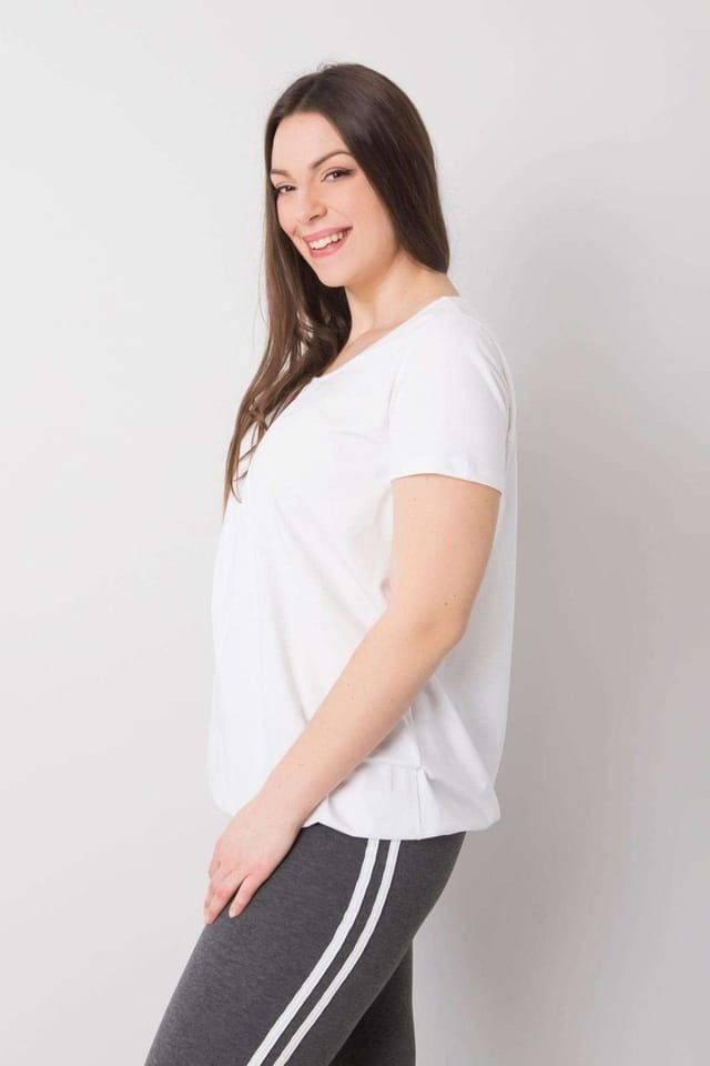 Love Lace Love Lace Women's Plus Size Short Sleeve Round Neck T-Shirt in White - 3