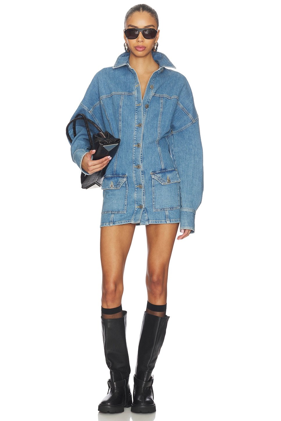 revolve Denim Shirt Mini Dress - 1