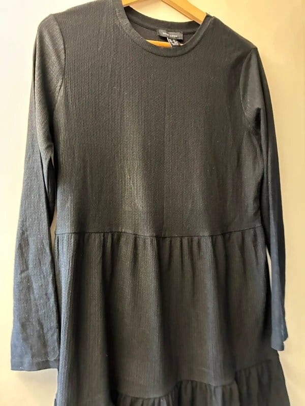 New Look Black Ruched Knee-Length Work Dress Size 12