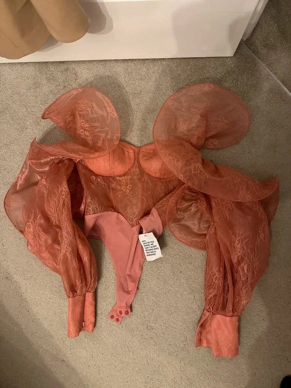 ASOS Luxe Coral Bodysuit With Rose Lace Detail